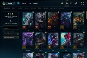 Conta Ouro 3 com 70 Champs e 54 Skins + 2 Prestigios - League of Legends LOL