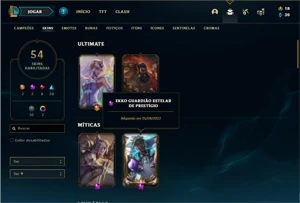 Conta Ouro 3 com 70 Champs e 54 Skins + 2 Prestigios - League of Legends LOL