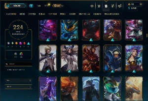 Bronze 1 com TODOS os Champs e 224 Skins + 3 Prestigios - League of Legends LOL