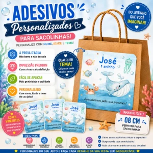 Adesivos Personalizados 8x8cm - Sem Recorte - Artesanato e Personalizados