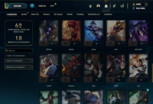 Unranked com 50 Champs e 33 Skins + 6k de RP + 90 Espolios - League of Legends LOL