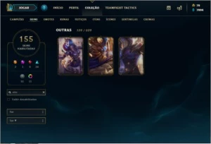 ACC League of legends lv 267 , 155 Skins, Ouro IV , Allchamp LOL