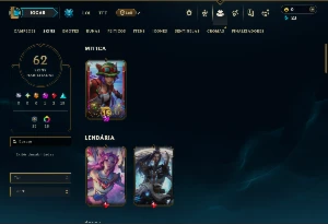 Prata 1 com 150 Champs e 62 Skins ( Mais de 500 Jogos ) - League of Legends LOL