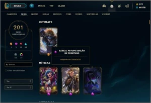 Conta ouro 4 com TODOS os champs, 201 skins ( MAIN ADC ) - League of Legends LOL