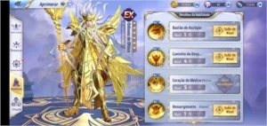 Conta top Saint Seiya awakening vários personagens fortes SSA