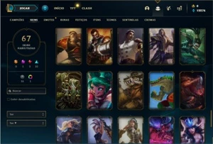 Conta ouro 4 com 61 Champs e 67 Skins + 3 Vitoriosas - League of Legends LOL