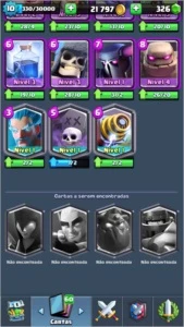 Conta na arena Lendária com várias lendárias - Clash Royale