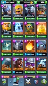 Conta na arena Lendária com várias lendárias - Clash Royale