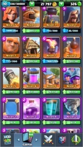 Conta na arena Lendária com várias lendárias - Clash Royale