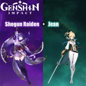 Contas Genshin Impact AR 7 com Shogun Raiden e Jean