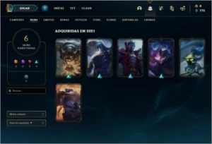 Conta ouro 1 e ouro 2 flex com 6 skins e 34 champs - League of Legends LOL