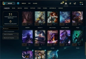 Conta Platina 1 com 75 PDL + 38 Champs e 4 Skins + 12 Espoli - League of Legends LOL