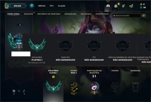 Conta Platina 1 com 75 PDL + 38 Champs e 4 Skins + 12 Espoli - League of Legends LOL