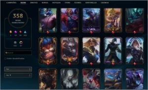 Conta LOL 358 SKIN E TODOS OS CAMPEÕES - League of Legends