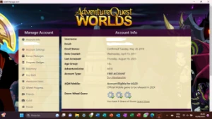 AQW Conta Rara de 2011 + 4.600 ACs Oferta Black Friday - Adventure Quest World