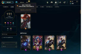 Conta 121 skins faltando apenas 11 campeões, menor preço - League of Legends LOL