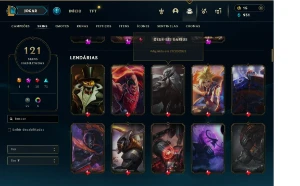 Conta 121 skins faltando apenas 11 campeões, menor preço - League of Legends LOL