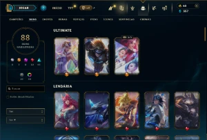 Diamante 3 com 85 Champs e 88 Skins ( SUP / MID ) - League of Legends LOL