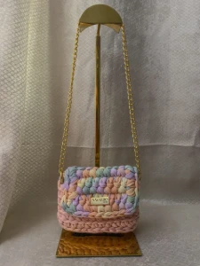Mini Bag Aurora Infantil Rosa com Aba Colorida - Artesanato e Personalizados