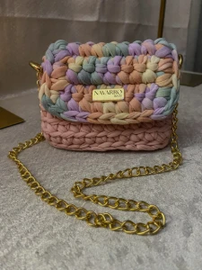 Mini Bag Aurora Infantil Rosa com Aba Colorida - Artesanato e Personalizados