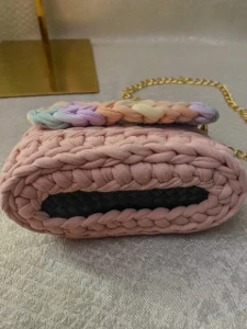 Mini Bag Aurora Infantil Rosa com Aba Colorida - Artesanato e Personalizados