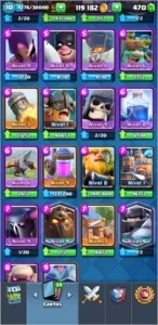 Clash Royale LV 10 arena lendária e todas as cartas