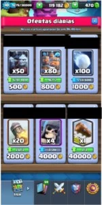 Clash Royale LV 10 arena lendária e todas as cartas