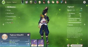 Conta Genshin Impact AR 5 com Tighnari e Qiqi