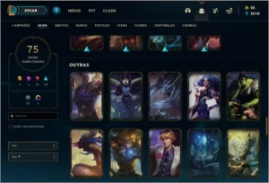 Conta ouro 3 com 75 skins e 107 champs - League of Legends LOL