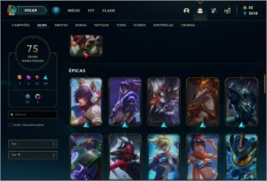 Conta ouro 3 com 75 skins e 107 champs - League of Legends LOL