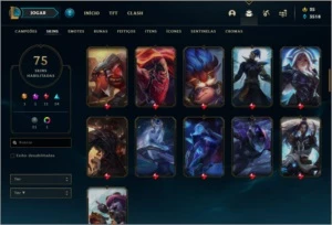 Conta ouro 3 com 75 skins e 107 champs - League of Legends LOL