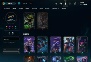 Conta ouro 3 com TODOS os champs e 296 Skins (MID TOP E JG ) - League of Legends LOL