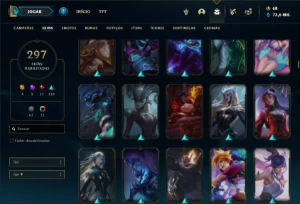 Conta ouro 3 com TODOS os champs e 296 Skins (MID TOP E JG ) - League of Legends LOL