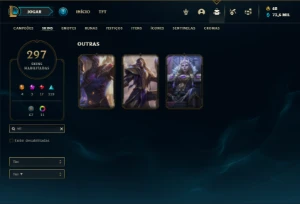 Conta ouro 3 com TODOS os champs e 296 Skins (MID TOP E JG ) - League of Legends LOL