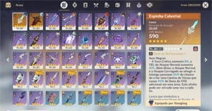 Conta genshin impact ar54 com 7* e 4 limitados +2 armas t5