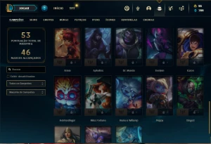 Conta platina 4 com 40 Champs e 9 Skins + 6 Fragmentos - League of Legends LOL