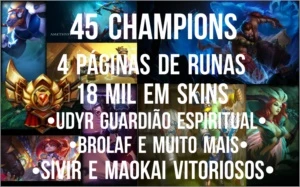 CONTA LOL SEASON 6 GOLD/ 45 CHAMPIONS/ 18K DE RP EM SKINS - League of Legends