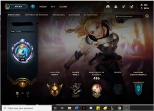 Gold 4 ,391 skins, 3 prestígios, 1 hextec e 4 ultimates - League of Legends LOL