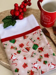 Pano de Prato Papai Noel - Artesanato e Personalizados
