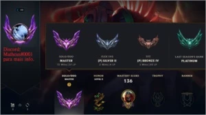 Conta mestre 37PDL (59 champions) (20 skins) cai com chall - League of Legends LOL