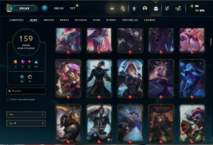 Conta Unranked com 150 Champs e 159 Skins + 2 Prestigios - League of Legends LOL