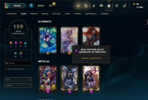 Conta Unranked com 150 Champs e 159 Skins + 2 Prestigios - League of Legends LOL