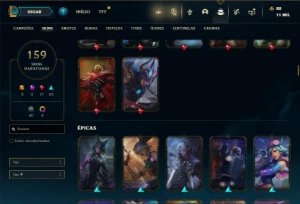 Conta Unranked com 150 Champs e 159 Skins + 2 Prestigios - League of Legends LOL