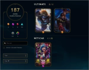 Conta League of Legends Todos os Campeões 187 Skins LOL