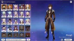 Conta Genshin Impact ar41 Zhong/Mona/Child/Jean + Arma 5*