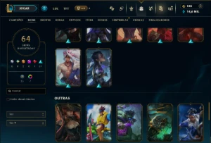 Ouro 2 com 120 Champs e 64 Skins ( MAIN ADC ) - League of Legends LOL