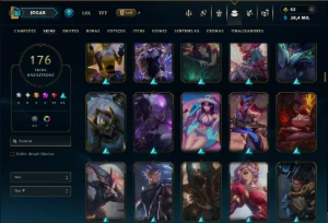 Unranked com TODOS os Champs e 176 Skins ( MID / ADC / SUP ) - League of Legends LOL