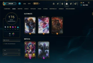 Unranked com TODOS os Champs e 176 Skins ( MID / ADC / SUP ) - League of Legends LOL