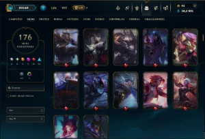 Unranked com TODOS os Champs e 176 Skins ( MID / ADC / SUP ) - League of Legends LOL