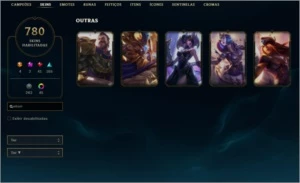 Conta com 780 skins - League of Legends LOL